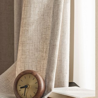 Serene Sands Texturé Beige Crème Rideau en Lin Double Face 1