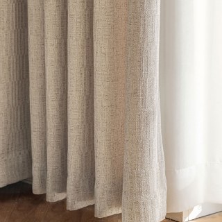 Serene Sands Texturé Beige Crème Rideau en Lin Double Face 5