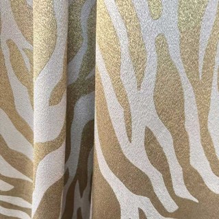 Savannah Luxe Jacquard Crème Or Rideau Imprimé Zèbre