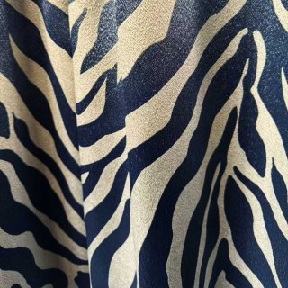 Savannah Luxe Jacquard Marine Imprimé Zèbre Rideau