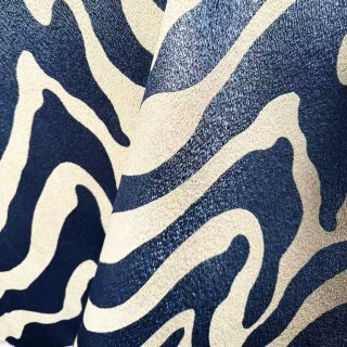 Savannah Luxe Jacquard Marine Imprimé Zèbre Rideau 2