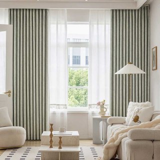 Feuillage Exubérant Rideaux Occultants en Chenille Vert Pastel Coquille d'Œuf à Motifs Tropicaux 2