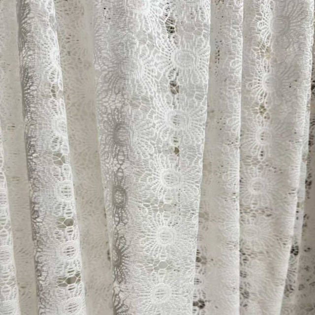 Tournesol Jacquard Ivoire Blanc Rideau en Dentelle et Voile 1