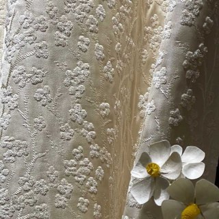 Fleurs de cerisier Crème Rideau occultant en chenille 3