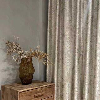 Dorés Baroque Luxe Jacquard Crème Or Rideaux Damassés 1
