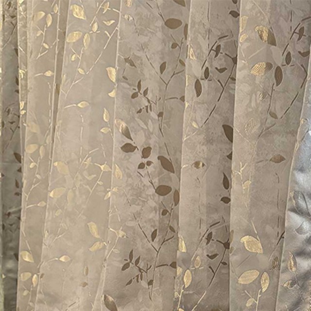 Golden Grove Luxe Jacquard Soie Gris et Or Rideau 1