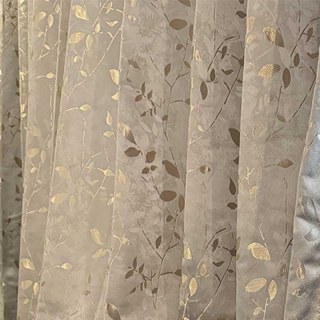 Golden Grove Luxe Jacquard Soie Gris et Or Rideau 1