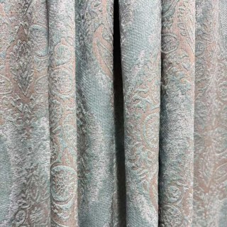 Legacy Luxe Chenille Damas Brun clair & Bleu canard Rideau