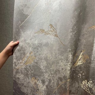 Lunar Gold Luxury Jacquard Abstrait Gris Floral Rideau 5