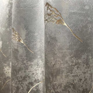 Lunar Gold Luxury Jacquard Abstrait Gris Floral Rideau 7