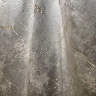 Lunar Gold Luxury Jacquard Abstrait Gris Floral Rideau 2