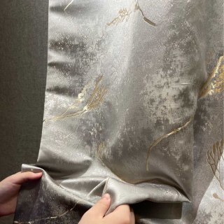 Lunar Gold Luxury Jacquard Abstrait Gris Floral Rideau 6