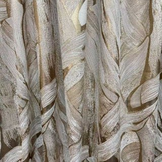 Dreamscape Luxury Jacquard Abstrait Crème et Or Rideaux 3