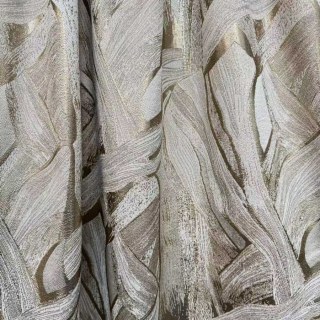Dreamscape Luxury Jacquard Abstrait Crème et Or Rideaux 4