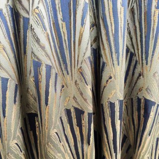 Brise Dorée Bleue et Or, Rideaux Géométriques Art Déco 2