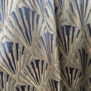 Brise Dorée Bleue et Or, Rideaux Géométriques Art Déco 5