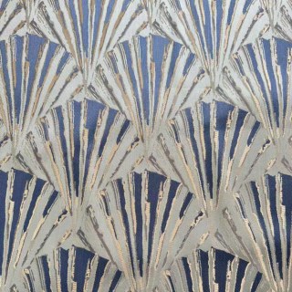 Brise Dorée Bleue et Or, Rideaux Géométriques Art Déco
