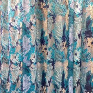 Brouillard de Jungle Luxe Jacquard Turquoise Bleu Abstrait Rideaux 2