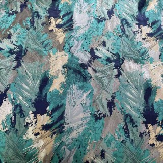 Brouillard de Jungle Luxe Jacquard Turquoise Bleu Abstrait Rideaux 6