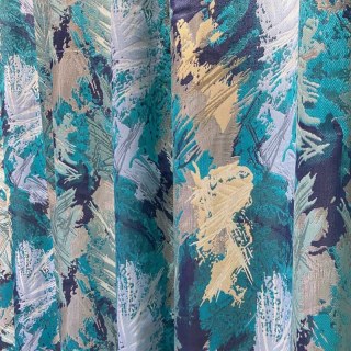 Brouillard de Jungle Luxe Jacquard Turquoise Bleu Abstrait Rideaux