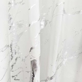 Rideaux en Voile Abstrait Marbre Lunaire Blanc et Argent 3