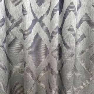 Luxe Labyrinth Argent et Bleu Rideaux Géométriques 2