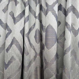 Luxe Labyrinth Argent et Bleu Rideaux Géométriques