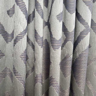 Luxe Labyrinth Argent et Bleu Rideaux Géométriques 3