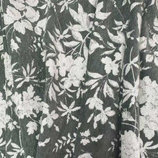 Midsummer Night Vert Olive Foncé Rideaux Floraux en Chenille 2