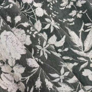 Midsummer Night Vert Olive Foncé Rideaux Floraux en Chenille 5