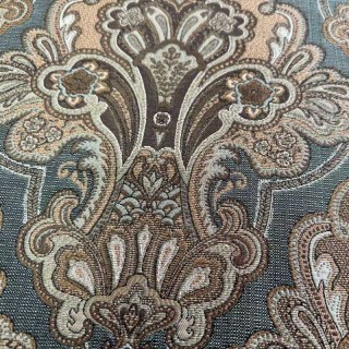 Rideaux damassés bleu et marron d'une élégance royale 3