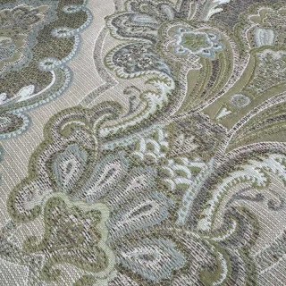 Régale Élégance Jacquard Crème et Vert Olive Rideau Damassé 3