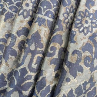 Royal Indigo Luxury Jacquard Bleu et Or Rideaux Floraux 2