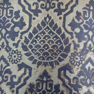 Royal Indigo Luxury Jacquard Bleu et Or Rideaux Floraux 4