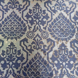 Royal Indigo Luxury Jacquard Bleu et Or Rideaux Floraux 5