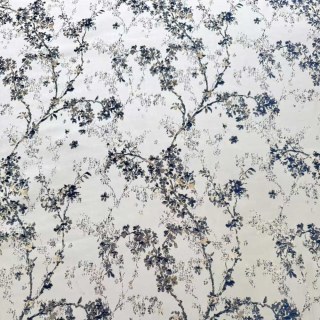 Starlit Bloom Rideaux floraux jacquard de luxe argent et bleu 6