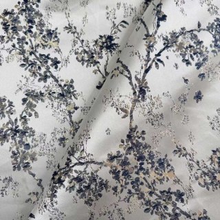 Starlit Bloom Rideaux floraux jacquard de luxe argent et bleu 3