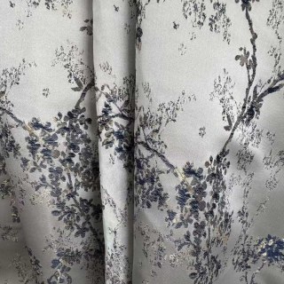 Starlit Bloom Rideaux floraux jacquard de luxe argent et bleu 2