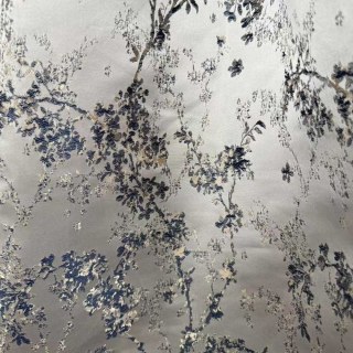 Starlit Bloom Rideaux floraux jacquard de luxe argent et bleu 5