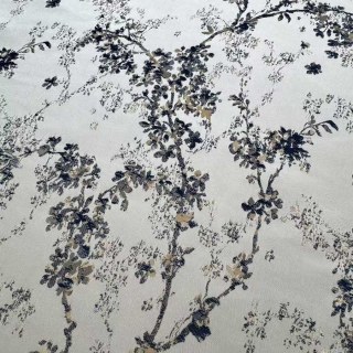 Starlit Bloom Rideaux floraux jacquard de luxe argent et bleu 4