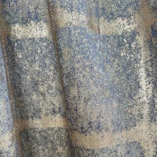 Rideaux à carreaux géométriques bleu brumeux effet vieilli 2
