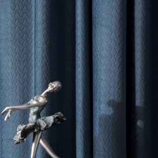 Rideaux occultants en velours bleu denim texturé tissé scandinave 2