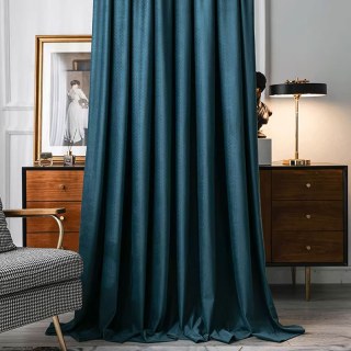 Rideaux occultants en velours bleu sarcelle texturé tissé scandinave