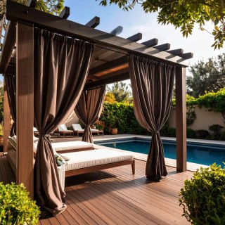 Malibu Rideau d'extérieur imperméable en sergé marron foncé