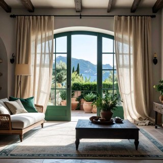 Style provençal Lin pur Lin Oatmeal lourd Semi Sheer Rideau