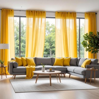 Smarties Jaune Vif Rideau Voile Doux et Transparent 3