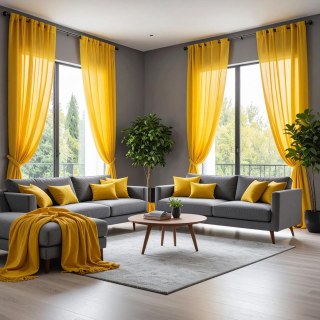 Smarties Jaune Vif Rideau Voile Doux et Transparent 2