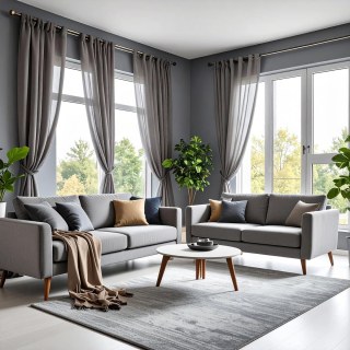 Smarties Gris Rideau Voile Doux et Transparent 2