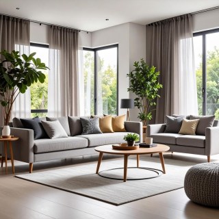 Smarties Gris clair Rideau voilage doux et transparent