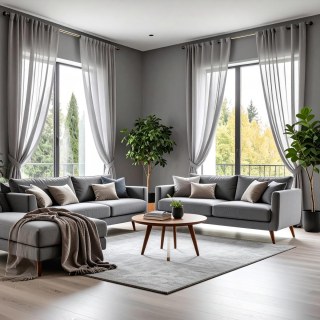 Smarties Gris clair Rideau voilage doux et transparent 2